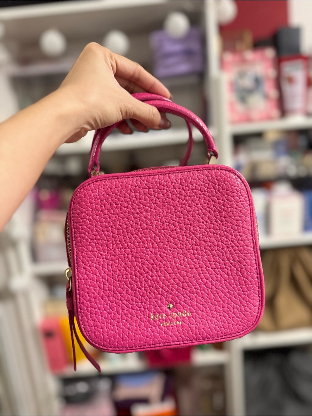 Kate Spade Hot Pink Pebbled Leather Cross Body and Handle Bag